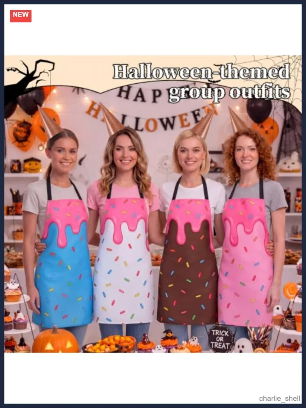 4 Set Halloween Ice Cream Costume Apron Headband Set Polyester Adult